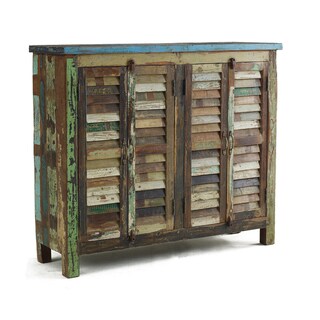 (>_<)  Vintage Shutter Doors Cabinet