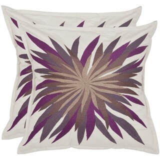 Autumn 18-inch Ivory/ Purple Decorative Pillows (Set of 2)