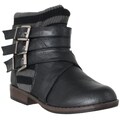 Riverberry Womern's 'Montage' Black Knit-trim Strappy Ankle Boots