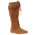 Riverberry Women's 'Friends' Chestnut Lace-up Fringe Boots