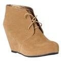 Riverberry Women's 'Carmela' Tan Microsuede Hidden Wedge Booties
