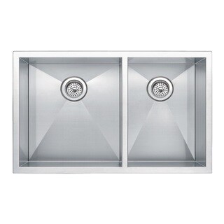 Water Creation 33" x 20" Zero Radius 60/40 Double Bowl Stainless Steel Kitchen Sink