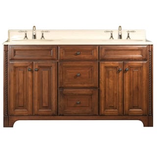 [1] Water Creation Spain 60-inch Golden Straw Double Sink Bathroom Vanity From the Spain Collection