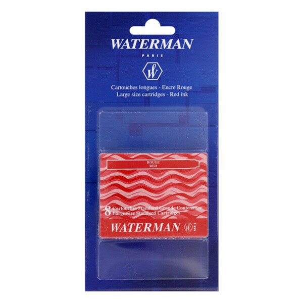 Waterman Fountain Pen Red Ink Cartridges (Pack of 8)