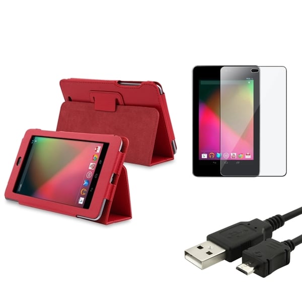 BasAcc Leather Case/ LCD Protector/ USB Cable for Google Nexus 7