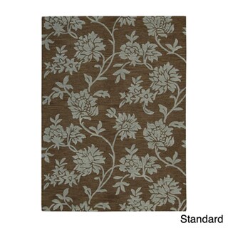 Skyland All-over Raised Flora Brown Wool Rug