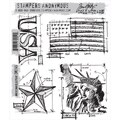 Tim Holtz Cling Rubber Stamp Set-Americana Blueprint