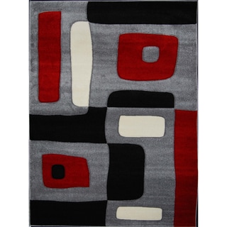 red and grey rugs