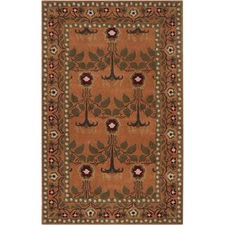 Hand-tufted Adiyaman Olive Green Wool Rug (8' x 11')