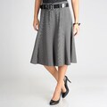 Grace Elements Women's Houndstooth A-Line Skirt with Patent Belt