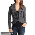 Grace Elements Women's Ruffle-trim Wool Sweater Jacket