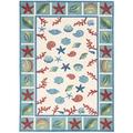 Shoreline Seashell and Starfish Ivory Polyester Rug (2'6 x 4')