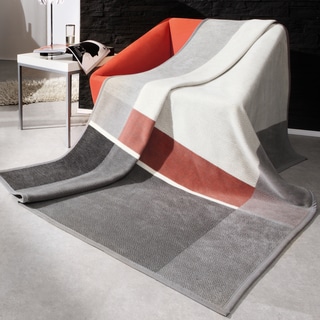 Bocasa Grey Check Woven Throw Blanket