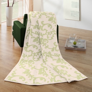 Bocasa Green Floral Woven Throw Blanket