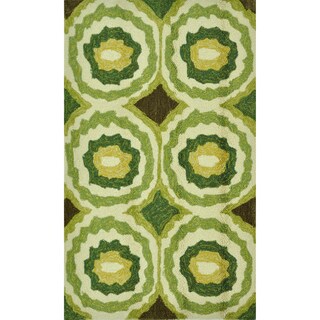 Hand-Tufted Portia Ivory/ Green Rug (2'3 x 3'9)
