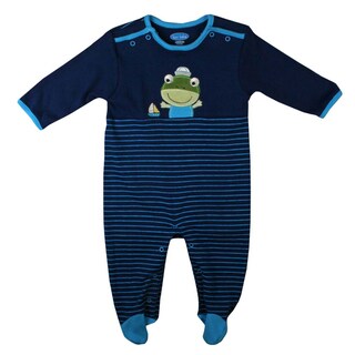 Bon Bebe Newborn Boy's Dark Blue Frog Coverall