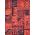 Hand-woven Ava Wool Red Patchwork Rug