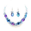 Bleek2Sheek Blue Alexandrite Oval Crystal Necklace and Earring Set