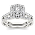 10k White Gold 3/4ct TDW Diamond Double Halo Bridal Ring Set (H-I, I2)