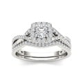 10k White Gold 3/4ct TDW Diamond Halo Bridal Ring Set (H-I, I2)