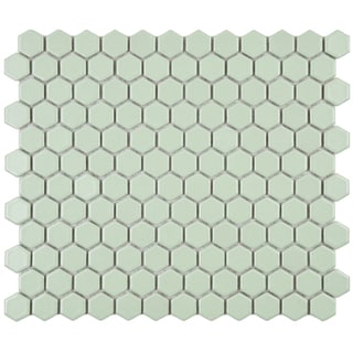 Special Offers SomerTile 10.25x11.75-in Victorian Hex Light Green Porcelain Mosaic Tile (Pack of 10)