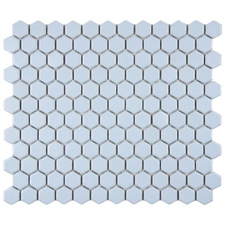SomerTile 10.25x11.75-in Victorian Hex Blue Porcelain Mosaic Tiles (Pack of 10)