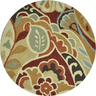 Hand-hooked Savannah Red Rug (3' Round)
