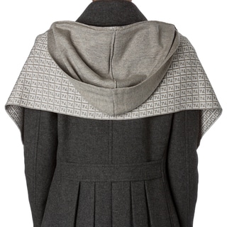 Fendi Light Grey Zucchino Wool Hooded Scarf