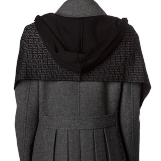 Fendi Black/ Grey Zucchino Wool Hooded Scarf