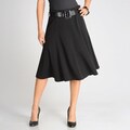 Grace Elements Women's Black Gored Flared Skirt with Patent Belt