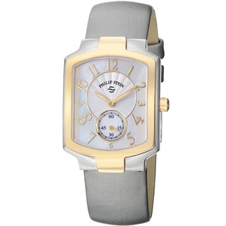 Philip Stein Women's 'Signature' Mother Of Pearl Dial Grey Strap Watch