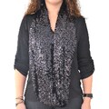 Roffe Women's Black Sequined Infinity Scarf