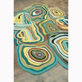 Flat Weave Zoey Peacock Wool Rug (7'6 x 9'6)
