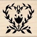 Inkadinkado Seasonal Mounted Rubber Stamp-Folk Flower Heart 2.25"X2.25"