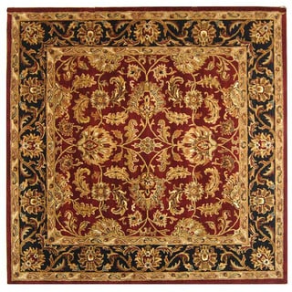 Handmade Heritage Kashan Burgundy/ Black Wool Rug (10' Square)