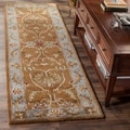Handmade Heritage Shahi Brown/ Blue Wool Rug (2'3 x 6')