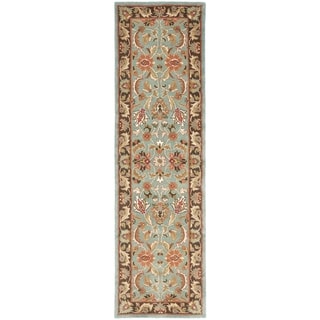 Handmade Heritage Blue/ Brown Wool Rug (2'3 x 18')