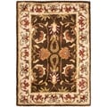 Handmade Heritage Exquisite Brown/ Ivory Wool Rug (2'3 x 4')