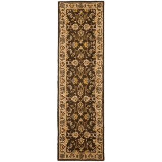 Handmade Heritage Treasure Brown/ Ivory Wool Rug (2'3 x 6')