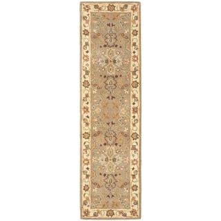 Handmade Heritage Oushak Light Green/ Beige Wool Rug (2'3 x 22')