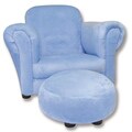 Trend Lab Blue Velour Children's Club Chair and Ottoman Set