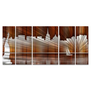 ( ._.) Ash Carl 'Warm New York City Skyline' Metal Wall Art