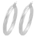 Fremada Sterling Silver 4-mm Round Twisted Hoop Earrings