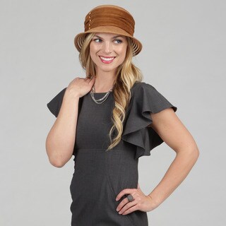 Swan Women's Coffee Wide Velvet Ribbon Fedora Hat
