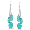 Miadora Silvertone Created Turquoise Drop Earrings
