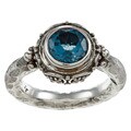 Madison Sterling Silver London Blue Topaz Hammered Stackable Ring Set