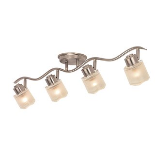 Contemporary Brushed Nickel 4-light Semi-flush Rail Fixture