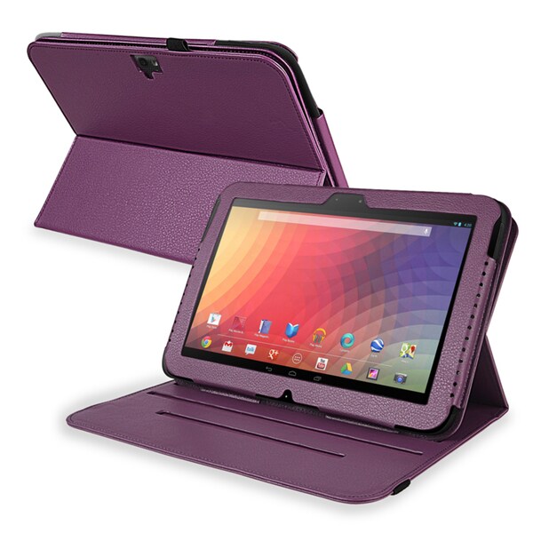 BasAcc Purple Leather 360-degree Swivel Case for Google Nexus 10