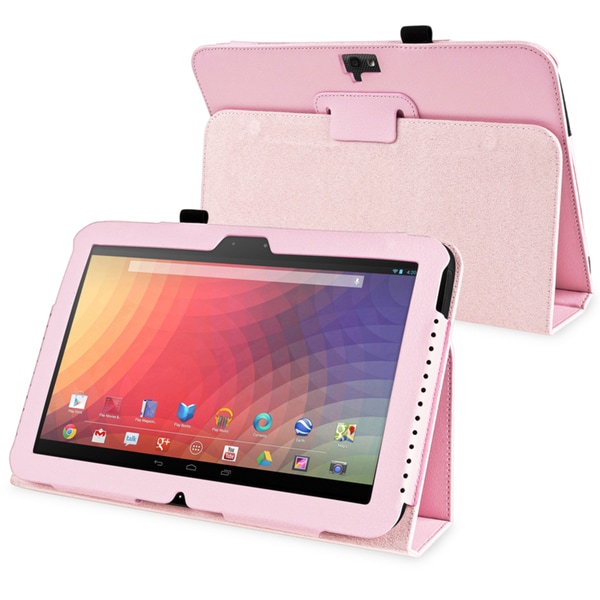 BasAcc Pink Leather Case with Stand for Google Nexus 10