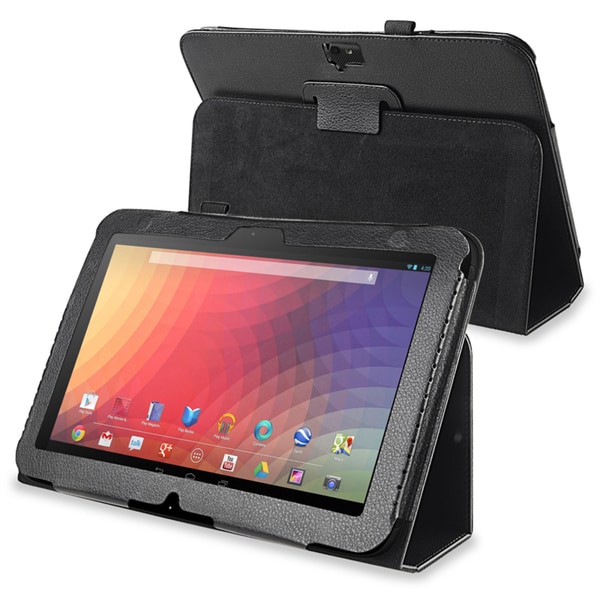 BasAcc Black Leather Case with Stand for Google Nexus 10